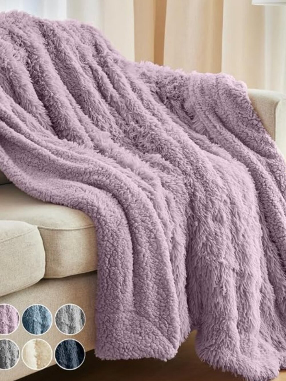 The Connecticut Home Co Purple Shag Sherpa Throw Blanket 65x50 New Sealed
